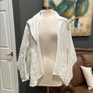 NWT LS Live Your Mark White Linen Open Front Cardigan Coverup